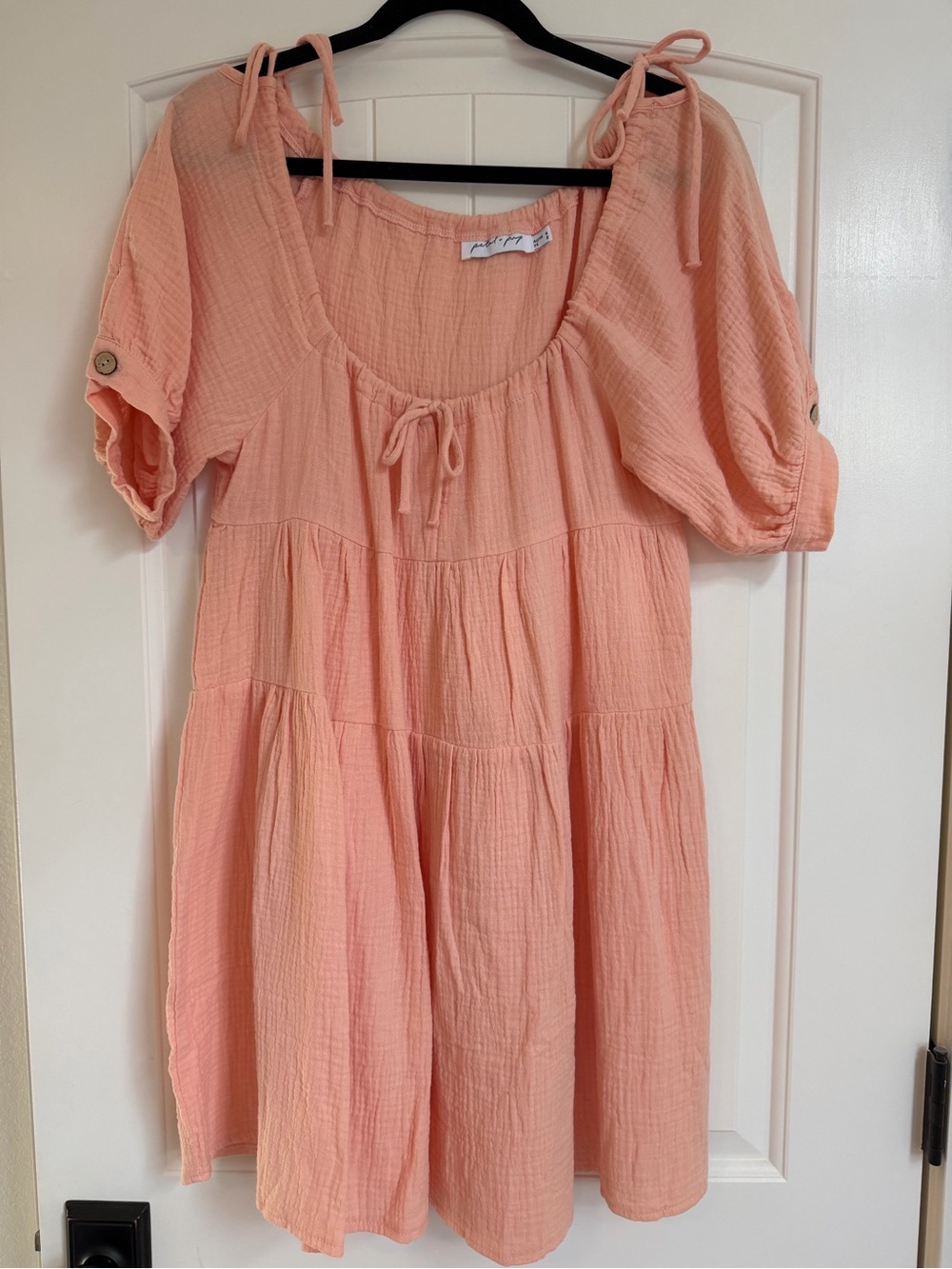 Petal & Pup Peach Tie-Shoulder Mini Dress Coverup